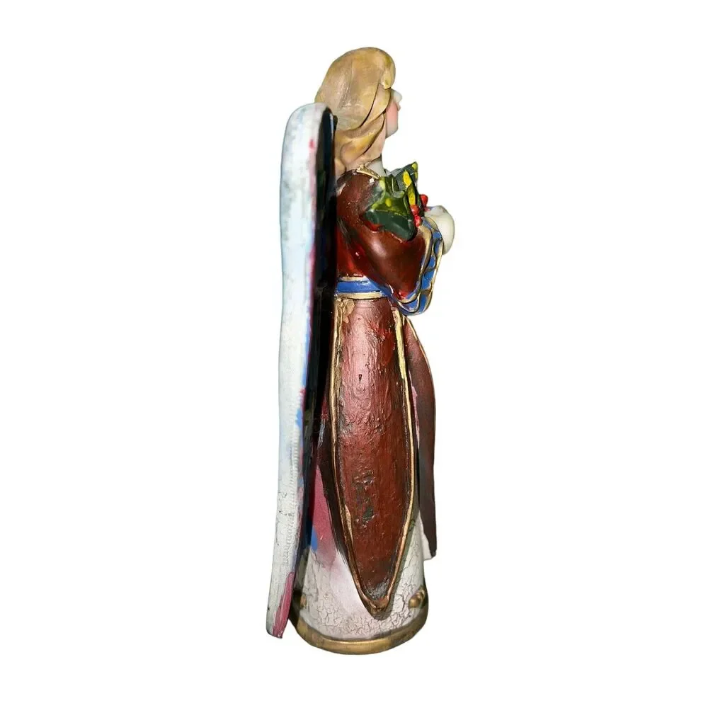 Angel Christmas Figurine Blue Wings Holiday Religious Home Decor Farmhouse Style